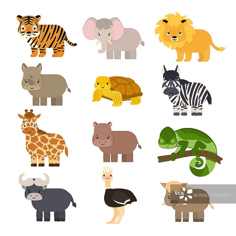 简约卡通风格的稀树草原图案图片素材