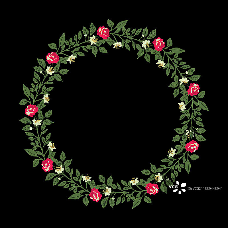 玫瑰和香桃木花环图片素材