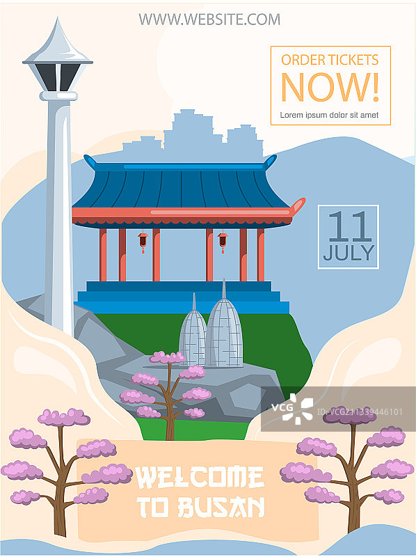 欢迎来到釜山广告横幅樱花图片素材