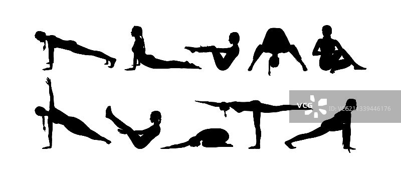 瑜伽体式合集与黑人女性剪影图片素材