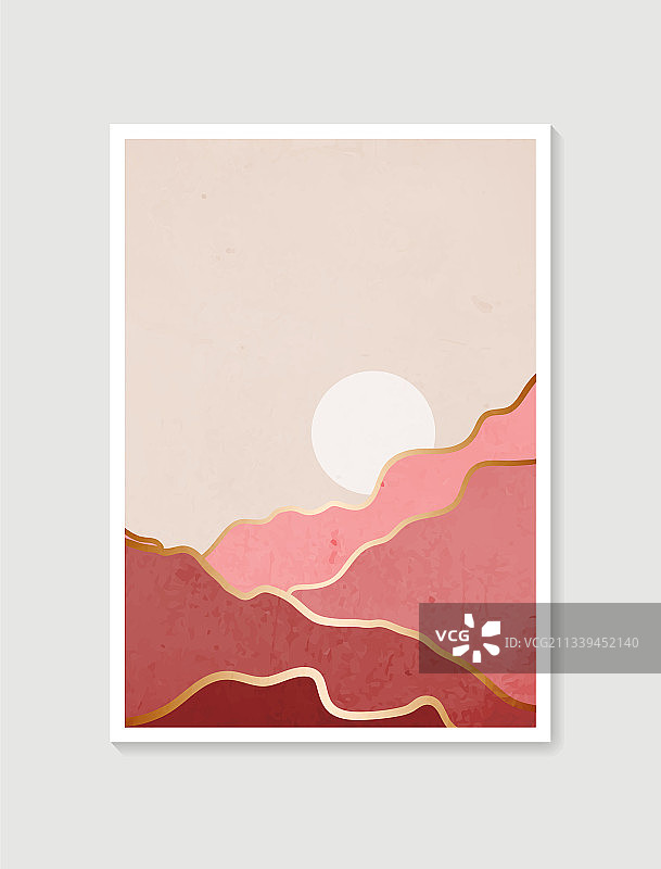 现代简约艺术抽象山脉版画图片素材