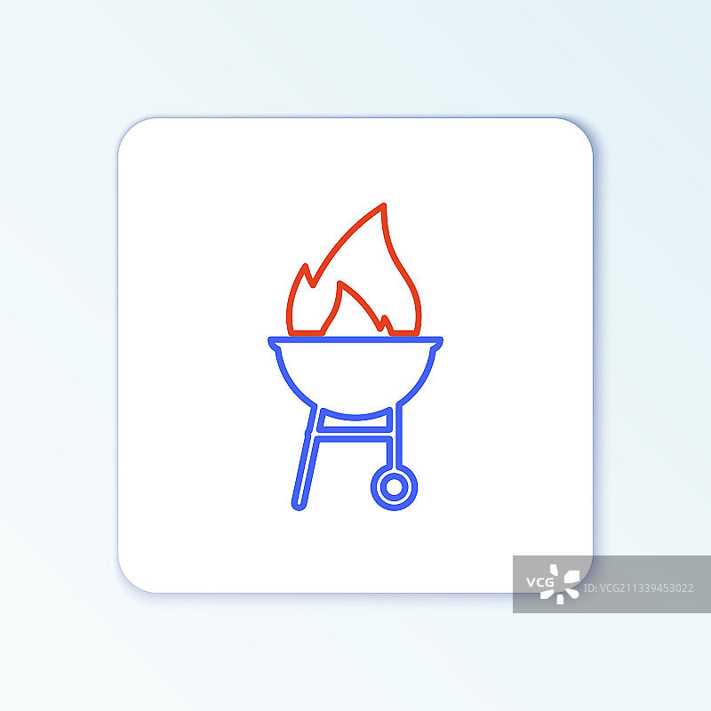 白色背景上的烧烤架线条图标图片素材
