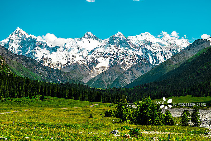 新疆伊犁昭苏县夏塔大峡谷-南天山之夏图片素材