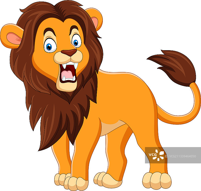 白色背景上咆哮的卡通狮子图片素材