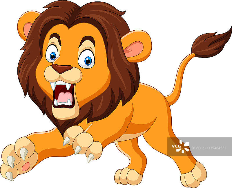 白色背景上咆哮的卡通狮子图片素材