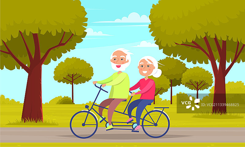 家庭城市公园骑双人自行车图片素材