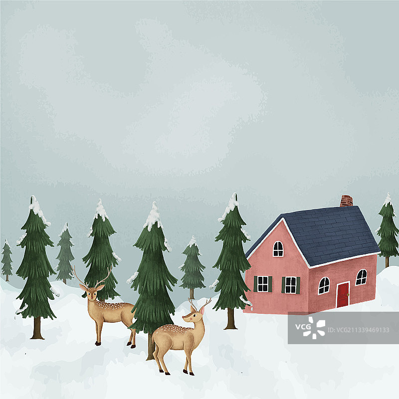 雪地草甸中的黇鹿图片素材