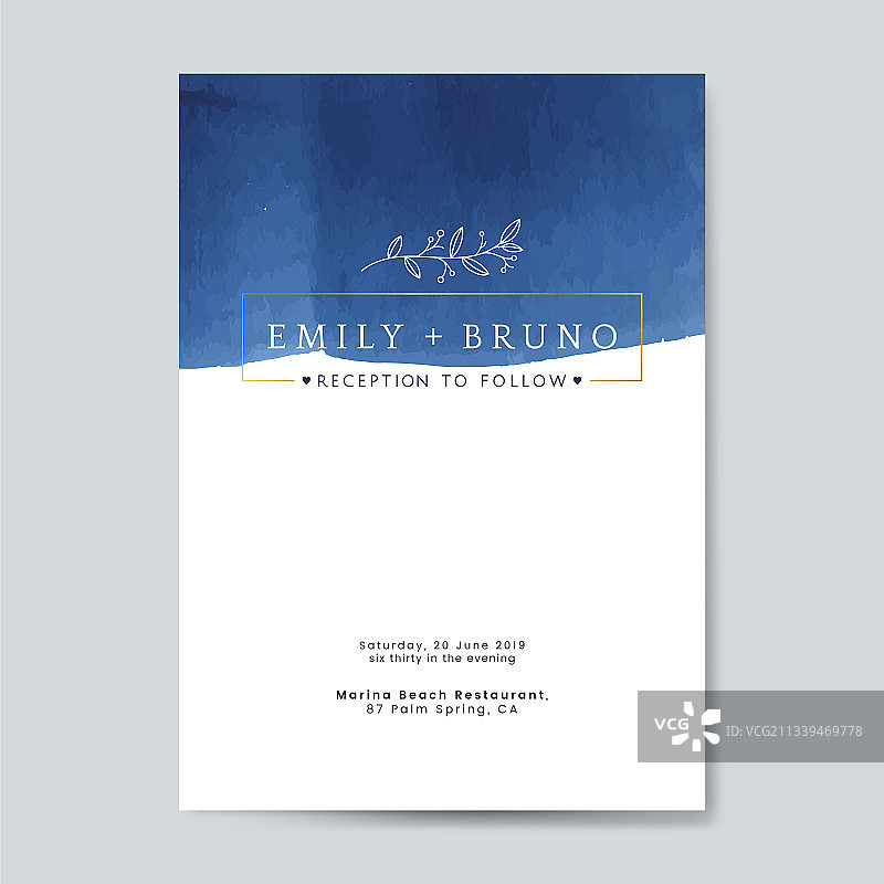 蓝色婚礼邀请卡图片素材