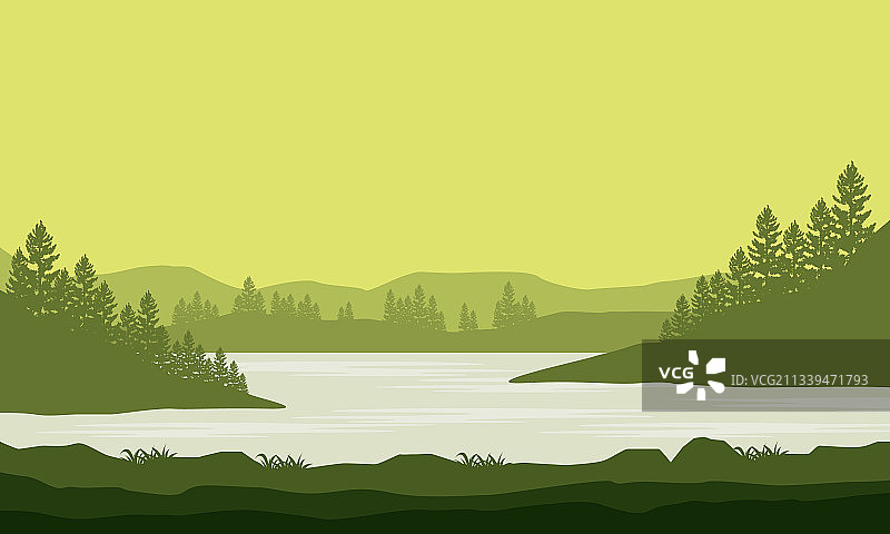 美丽的河岸清晨图片素材