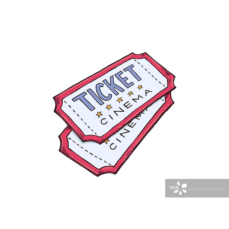 手绘纸质电影票草图图片素材