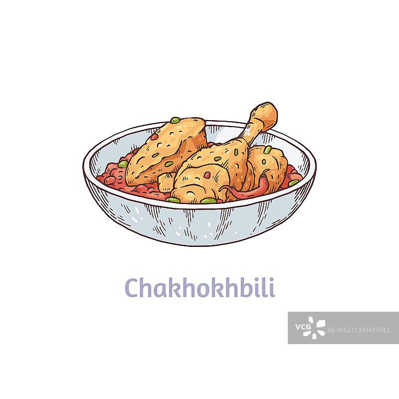 乔治亚Chakhokhbili菜肴草图图片素材