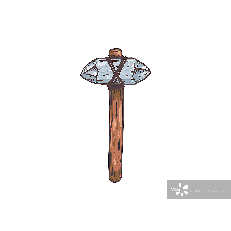 史前石器时代锤子手绘草图图片素材