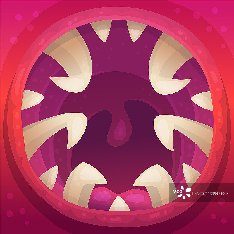 张开嘴的可怕怪物，有锋利的牙齿图片素材