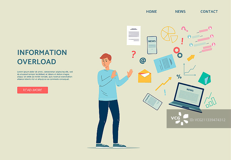 信息过载网站banner，担忧图片素材