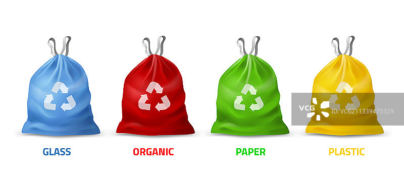 彩色垃圾袋逼真包装带手柄图片素材