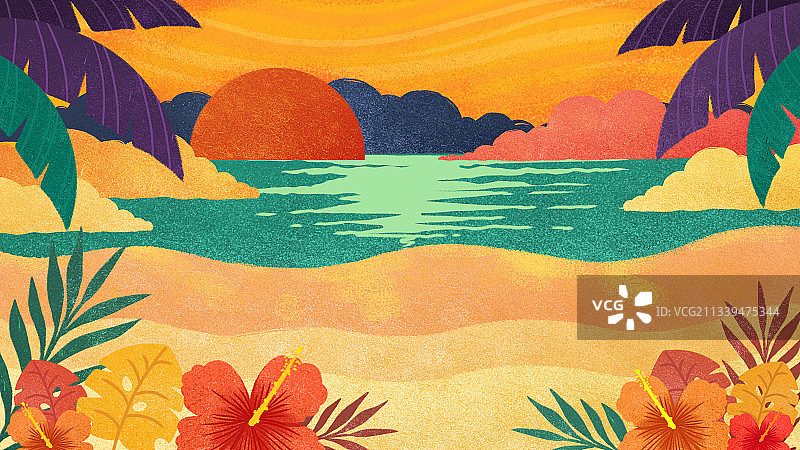 夏天热带海边沙滩图图片素材