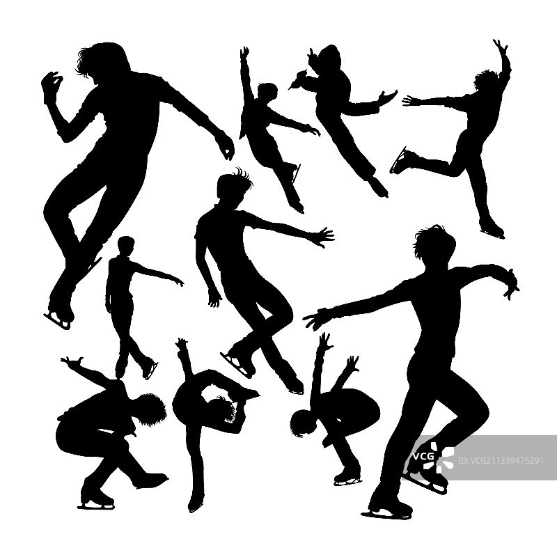 男子滑冰剪影图片素材