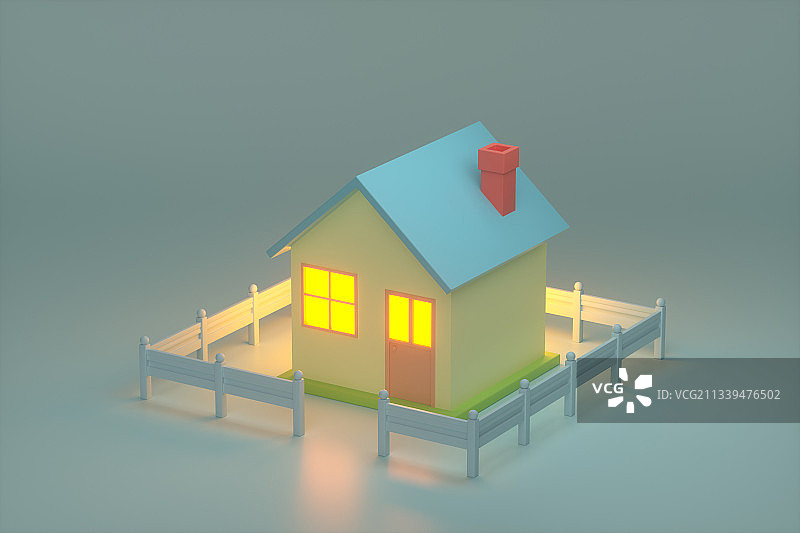 3D渲染的各种精致小房子图片素材