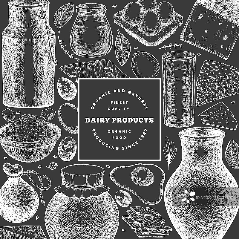 手绘农场食品乳制品设计模板图片素材