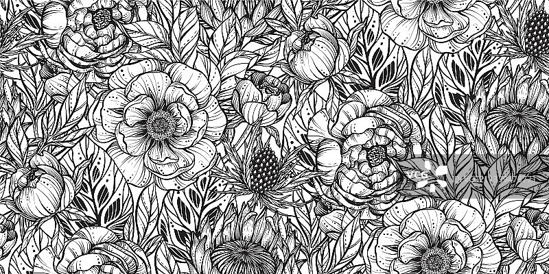 浪漫优雅的花卉无缝图案图片素材