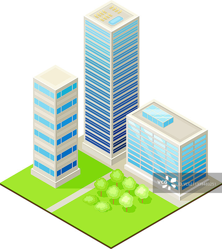 2.5D高楼大厦多层城市景观图片素材