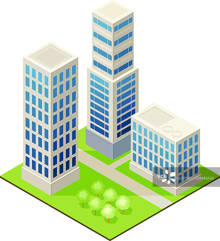 2.5D高楼大厦多层城市景观图片素材