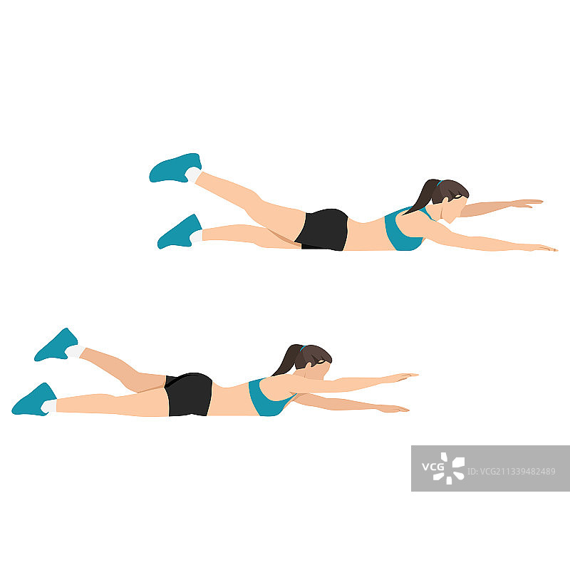 女人做交替超人式运动图片素材