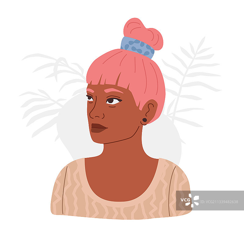 留粉色头发的休闲女人图片素材