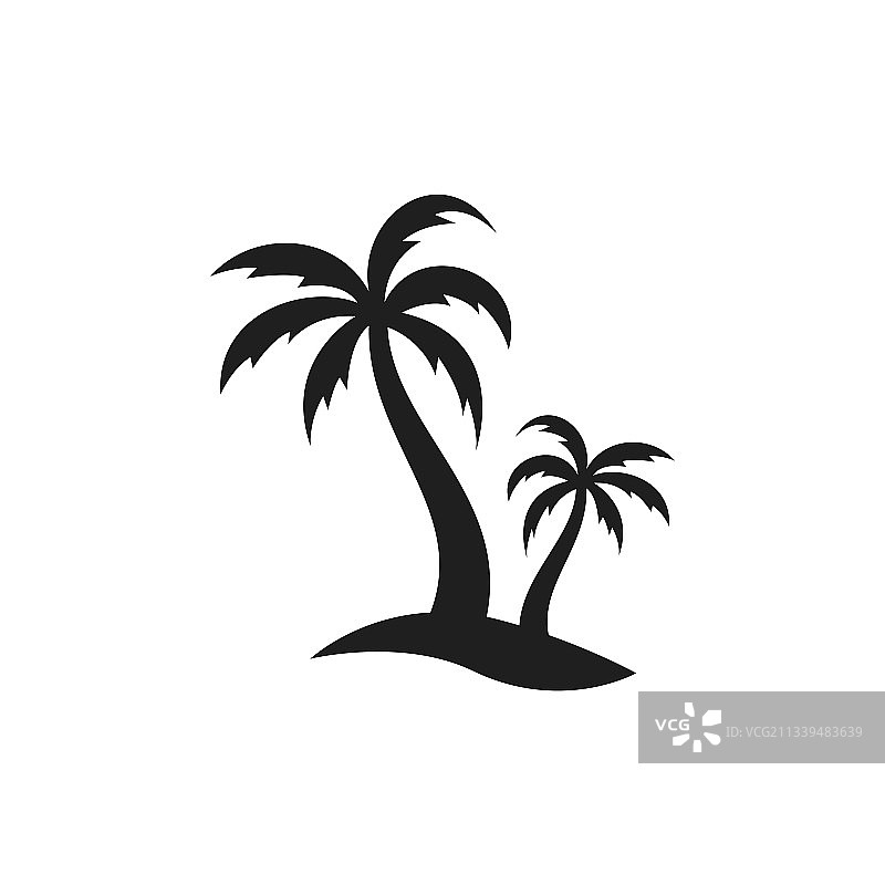 简约扁平棕榈树剪影图标图片素材