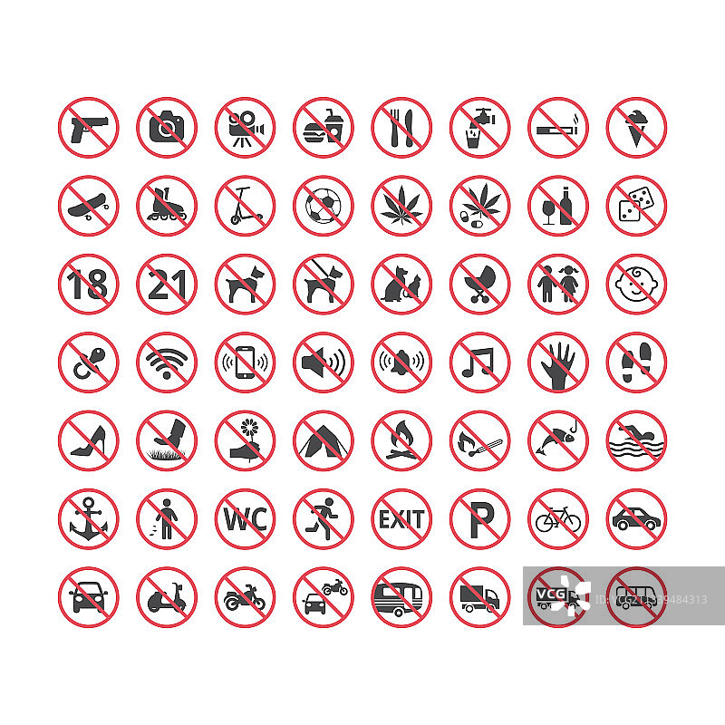 红色禁止标志集图片素材
