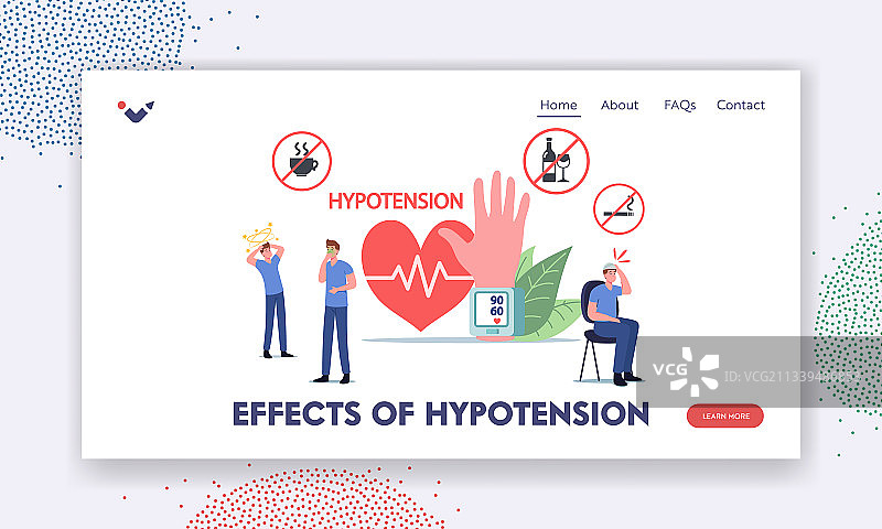 低血压影响着陆页模板图片素材