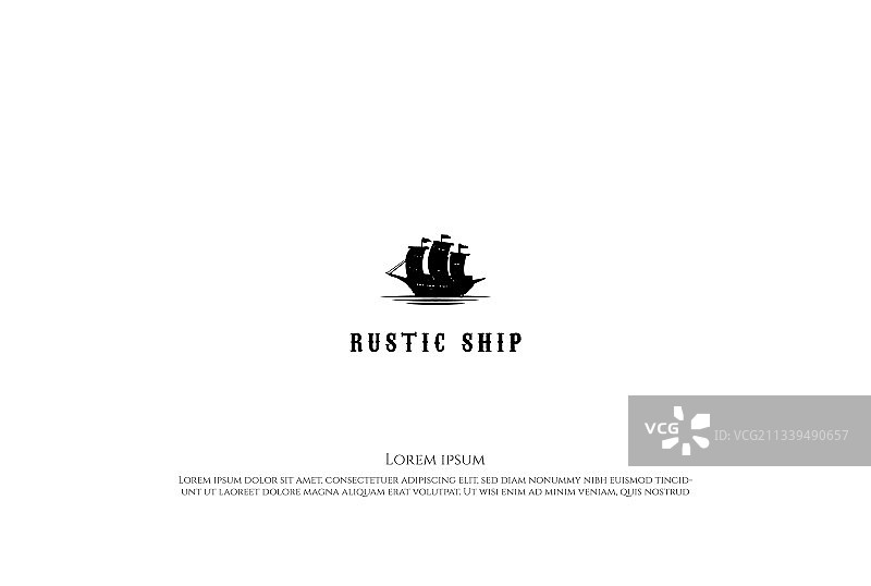 复古乡村帆船剪影Logo图片素材