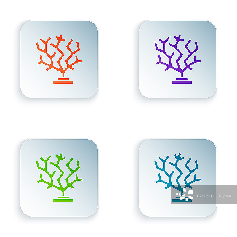 白色背景上的彩色珊瑚图标图片素材