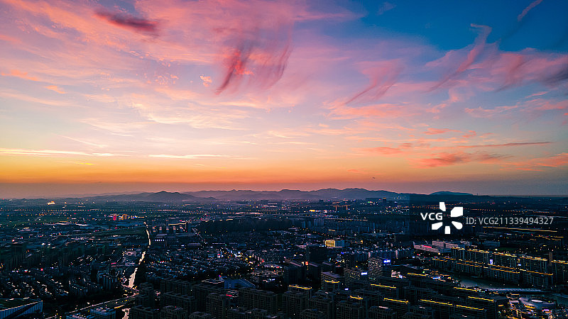 宁波镇海粉色晚霞图片素材