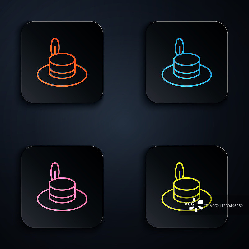 霓虹线条男子礼帽图标图片素材
