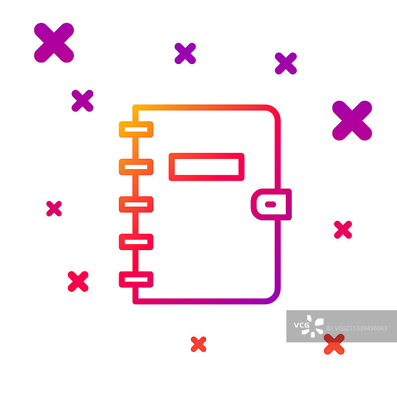 隔离在白色背景上的彩色线条笔记本图标图片素材