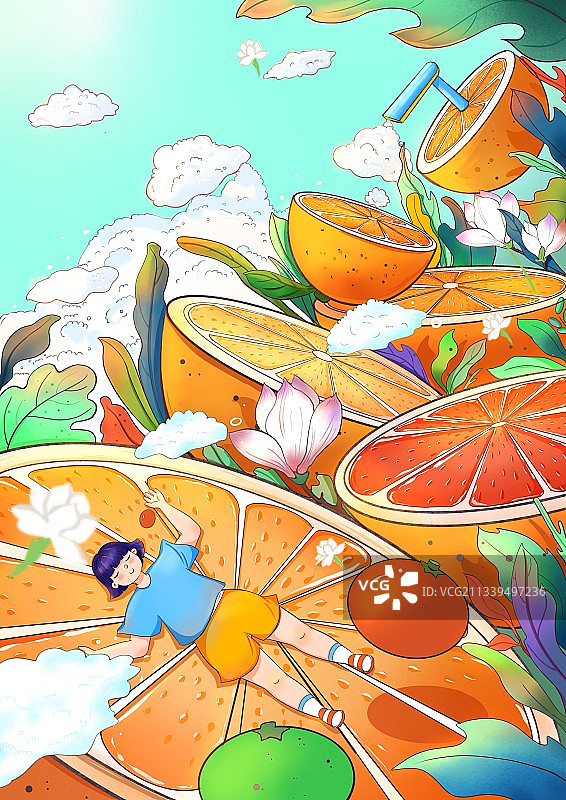 橙子少女夏天2图片素材