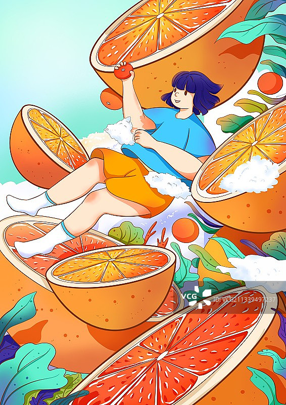橙子少女夏天1图片素材