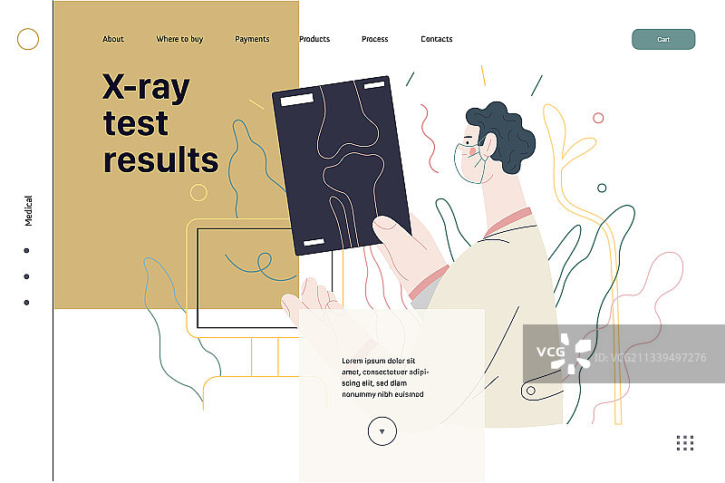 医学测试模板 - X光测试扁平风图片素材