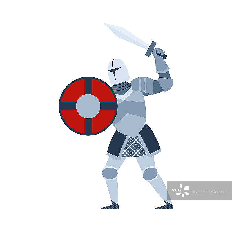 配备剑和盾的中世纪骑士图片素材