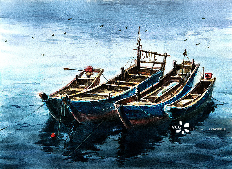 船舶风景插画图片素材