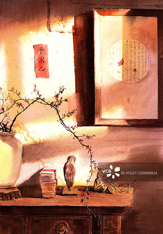 新年治愈系插画图片素材