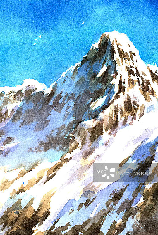 雪山插画风景图图片素材