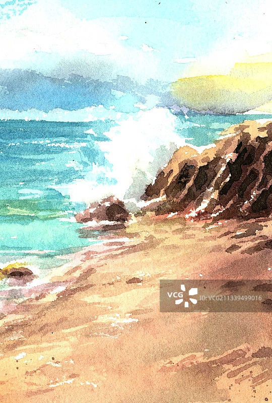 大海风景插画图片素材