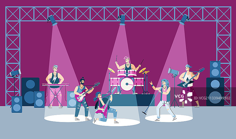 舞台摇滚乐队表演场景图片素材