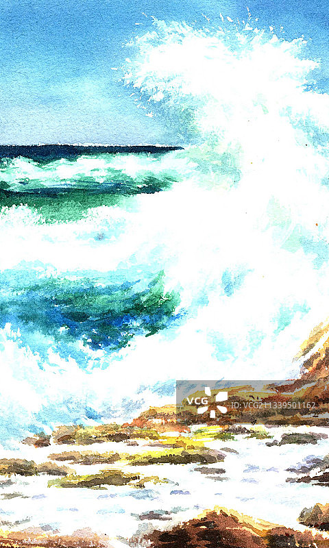 大海水粉插画图片素材