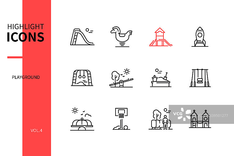 游乐场元素——线条设计风格图标集图片素材