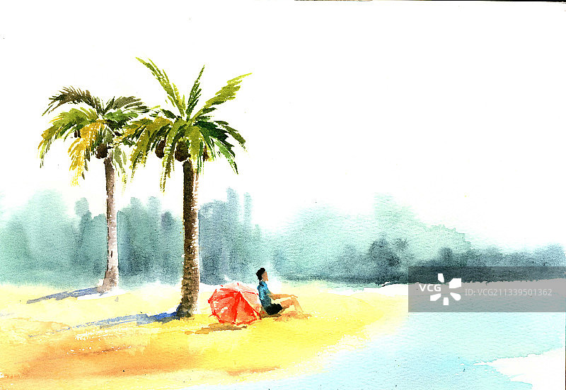 沙滩插画图片素材