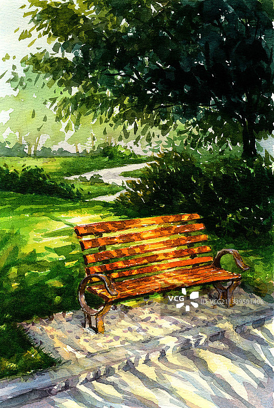 深林治愈系水粉插画图片素材