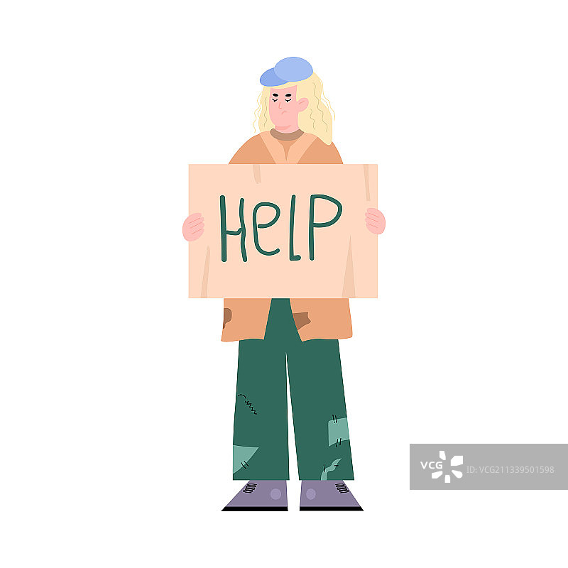 寻求帮助的贫穷流浪汉图片素材